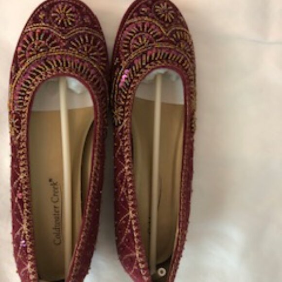Coldwater Creek Velvet Fabric Embellished Ballet Flats, 7.5 NEW - Picture 3 of 7